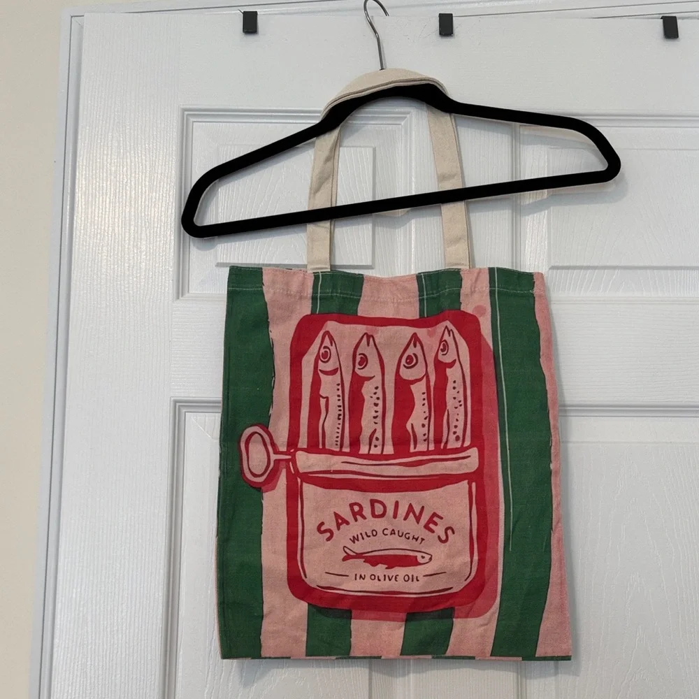 Striped Sardines Canvas Tote Bag - Picture 7 of 8